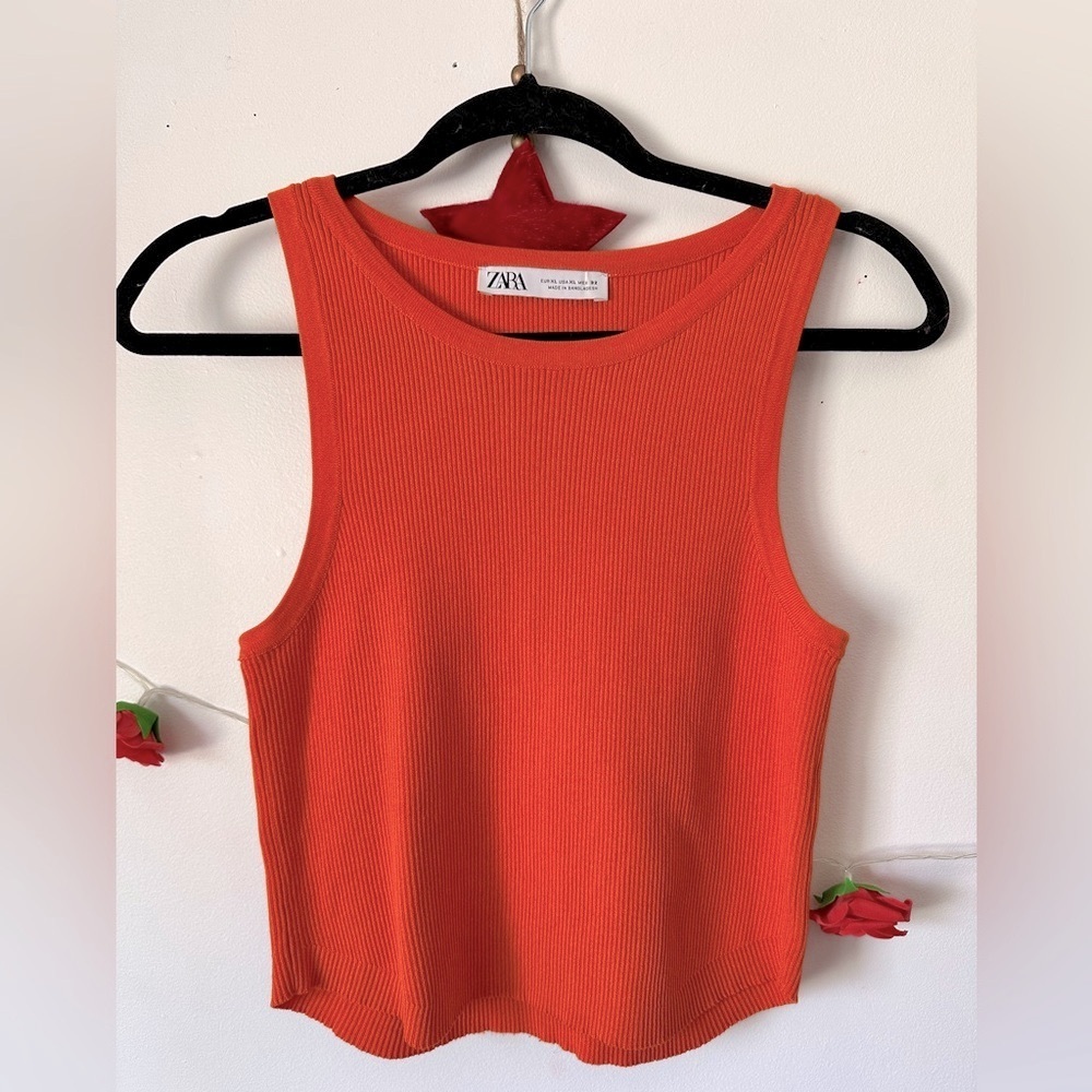 Zara Orange Knit Crop Top XL - Picture 7 of 7